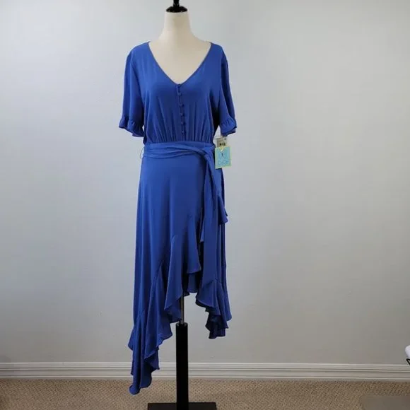 CeCe | Dresses | Cece Ruffle Belted Highlow Dress Blue Sz | Poshmark CeCe | Dresses | Cece Ruffle Belted Highlow Dress Blue Sz | Poshmark